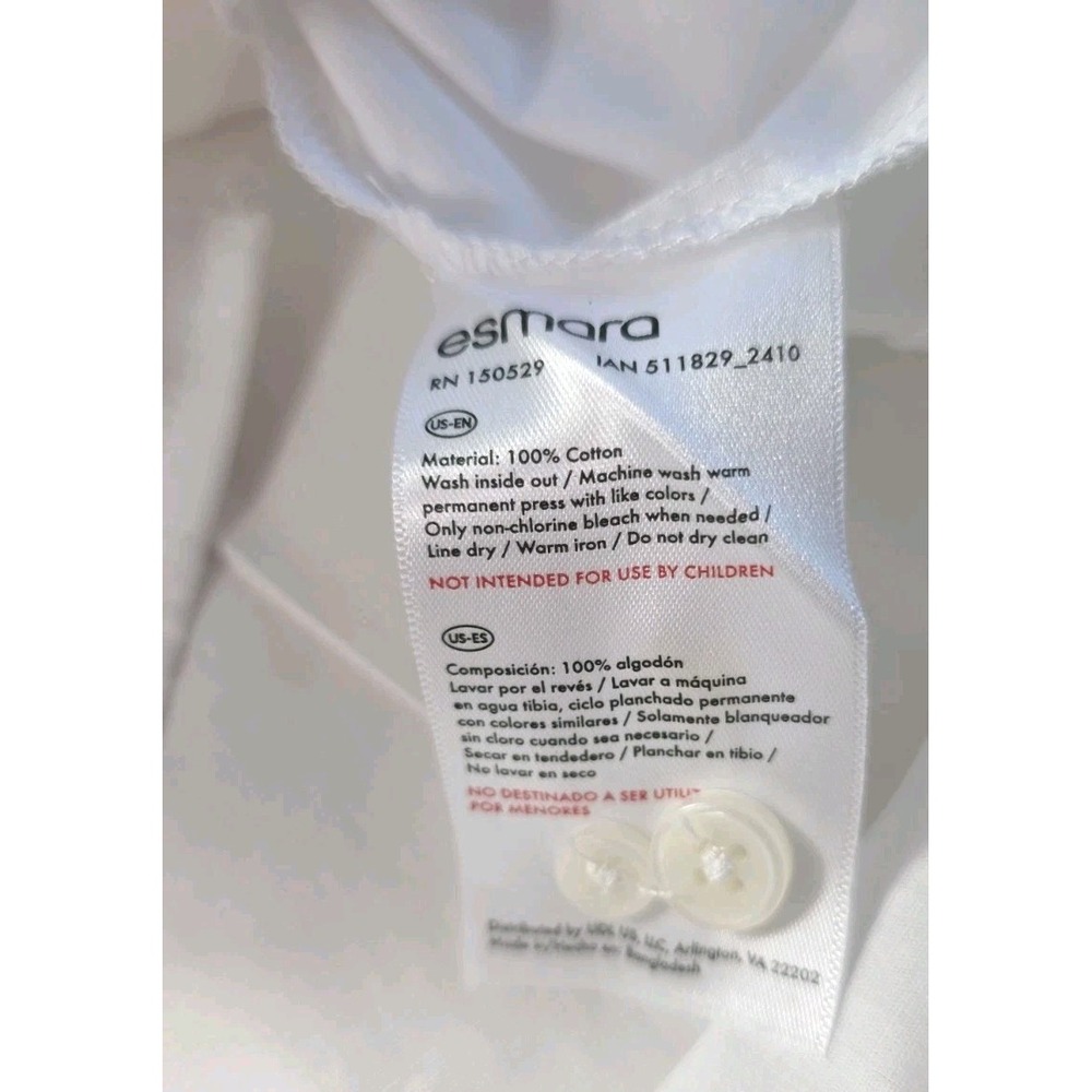 NWT Esmara White 100% Cotton Button Front Oversized Shirt Women's US 8 Medium - Picture 9 of 12